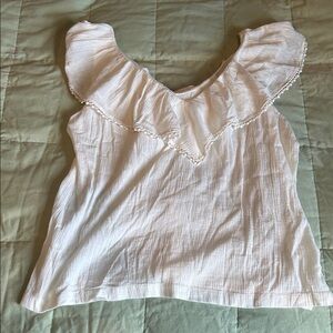 LOFT Cream Ruffled Blouse